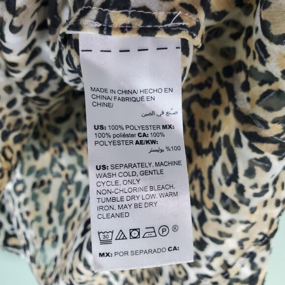 Chico's Womens Sheer Animal Print Ruffle Long Sleeve Blouse Top Size 4 XXL - Picture 5 of 6